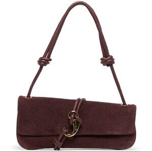 Dolce Vita Alice Burgundy Slant Baguette Suede Shoulder Bag Purse OS